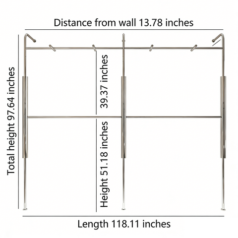Floor & Wall Mounted Double Layer Garment Display Rack