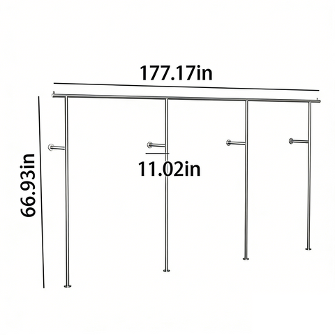 Thick Stainless Steel Wall Mounted Garment Display Rack