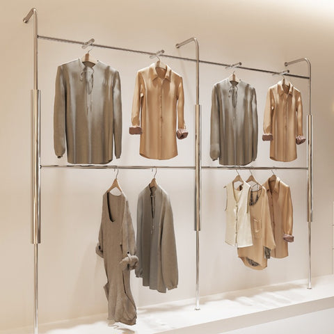 Floor & Wall Mounted Double Layer Garment Display Rack