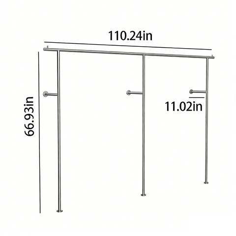 Thick Stainless Steel Wall Mounted Garment Display Rack
