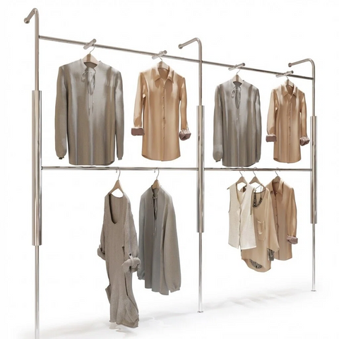 Floor & Wall Mounted Double Layer Garment Display Rack